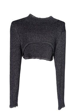 Willow & Root Crop Sweater Size Large Mock Neck Long Sleeve Pullover Gray Cozy